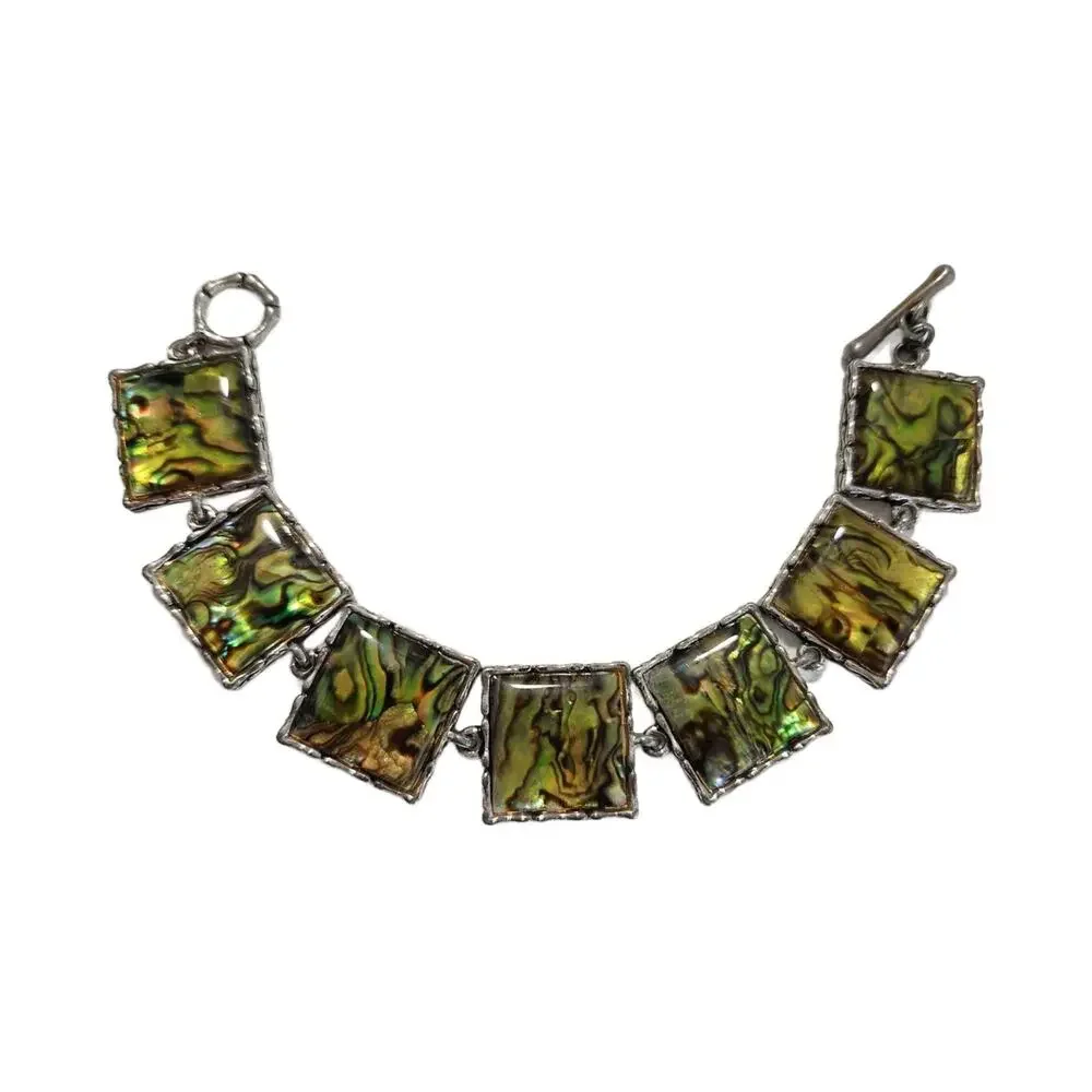 Vintage Faux Abalone Link Bracelet, 7